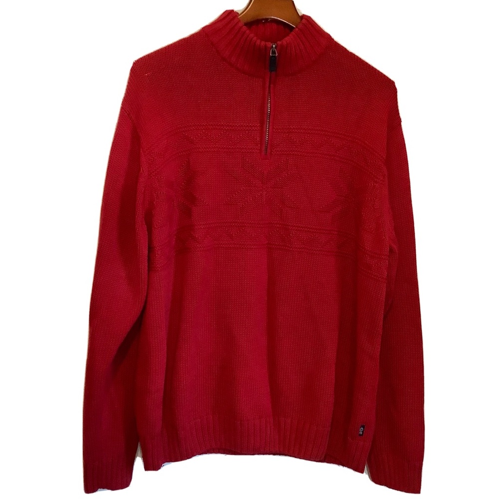 CHAPS Mens Knit Cotton LS Red Fair Isle Nordic Polar‎ Bears Sweater Extra Large